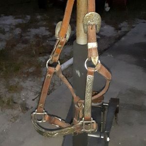 BillyRoyal Sterlingsilver filigree leather halter